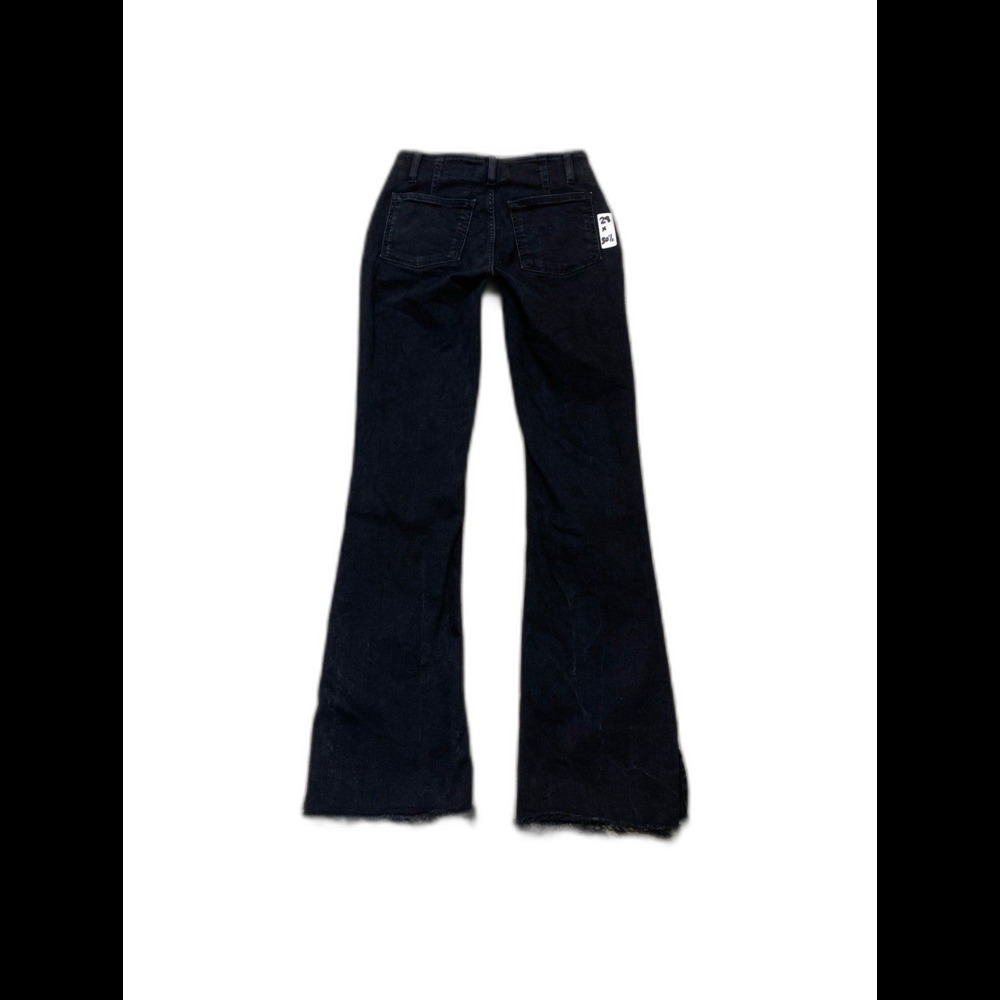 Free People We The Free High-Rise Utility Flare Side Slit Raw Hem Black 28 - Picture 8 of 10